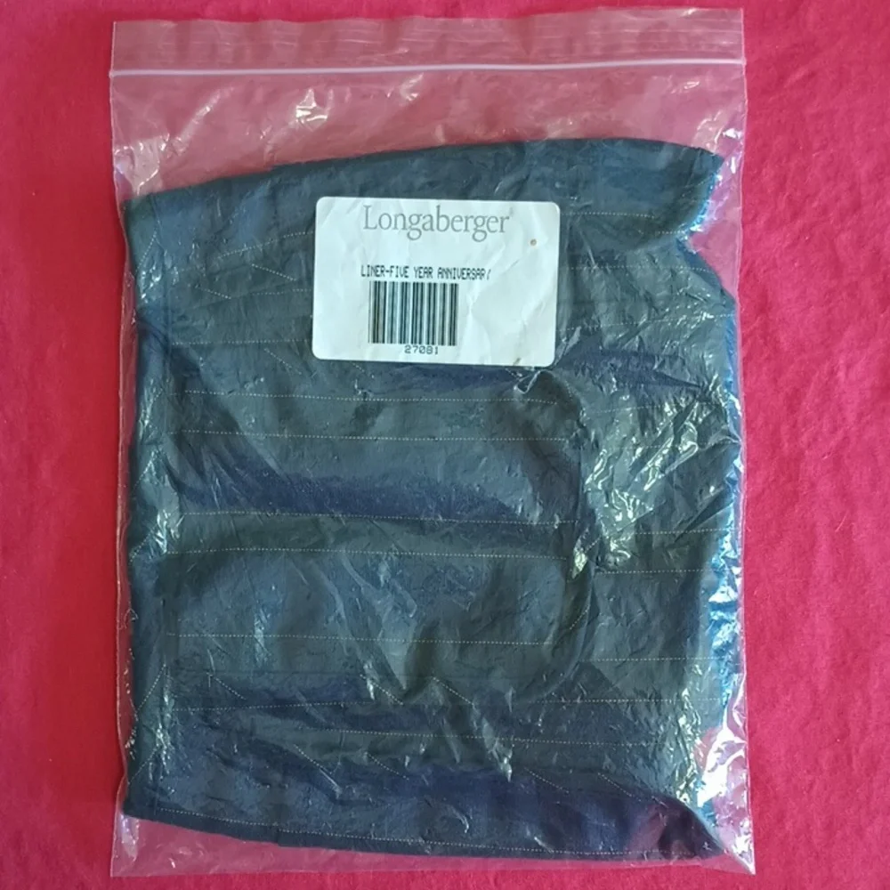Longaberger Collectors Club 5 Year Anniversary Basket Liner Navy Green NWT